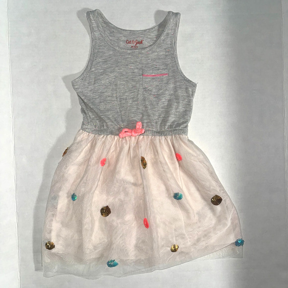 Cat & Jack Girl XS Tulle Layered Sequin Dress Lightweight Casual Playwear - Picture 1 of 8